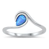 Sterling Silver Blue Lab Opal Wave Ring