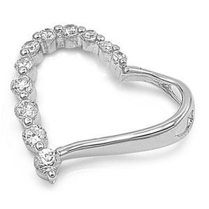 Studded Promise Heart Pendant Clear Simulated CZ .925 Sterling Silver Charm