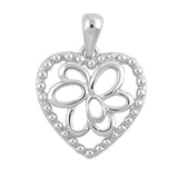 Heart Abstract Flower Pendant .925 Sterling Silver Multiple Oval Circle Charm