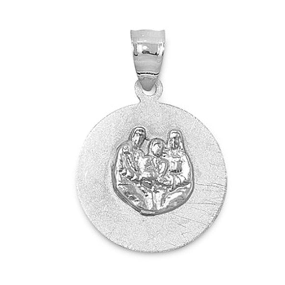 Holy Trinity Pendant .925 Sterling Silver Catholic Medallion Family Jesus Charm