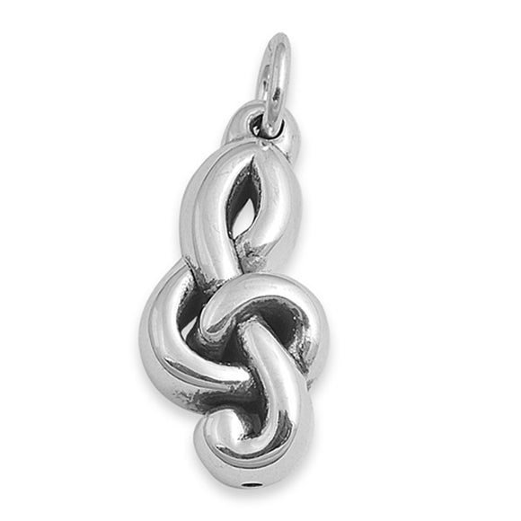 Music Filigree Clef Note Pendant .925 Sterling Silver High Polish Swirl Charm