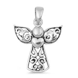 Sterling Silver Cute Angel Pendant Promise Heart Cutout Filigree Swirl Charm 925