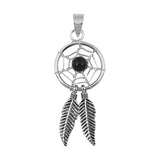 Sterling Silver Dreamcatcher Pendant Hanging Feather Web Weave Native Charm 925