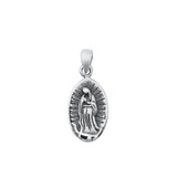 Sterling Silver Oxidized Virgin Mary Guadalupe Pendant .925 New Medallion