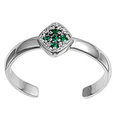 Simulated Emerald .925 Sterling Silver Toe Ring