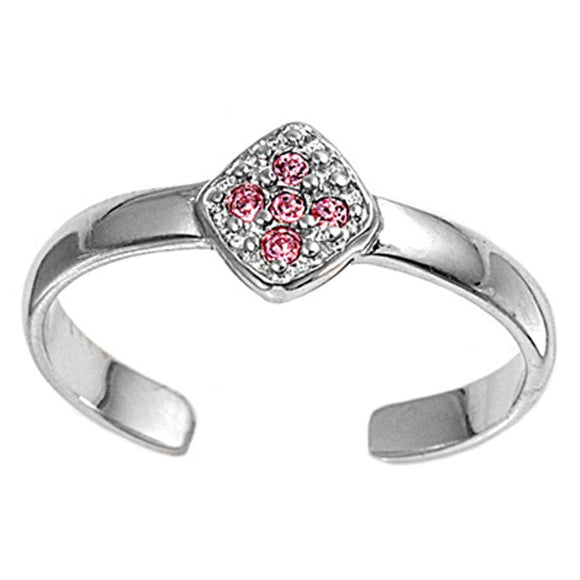 Pink Simulated CZ .925 Sterling Silver Toe Ring