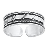 Sterling Silver Unique Bali Toe Ring Cute Oxidized Adjustable Midi Band 925 New