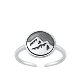 Oxidized Sterling Silver Adjustable Mountains Toe & Midi Ring 925 New Band